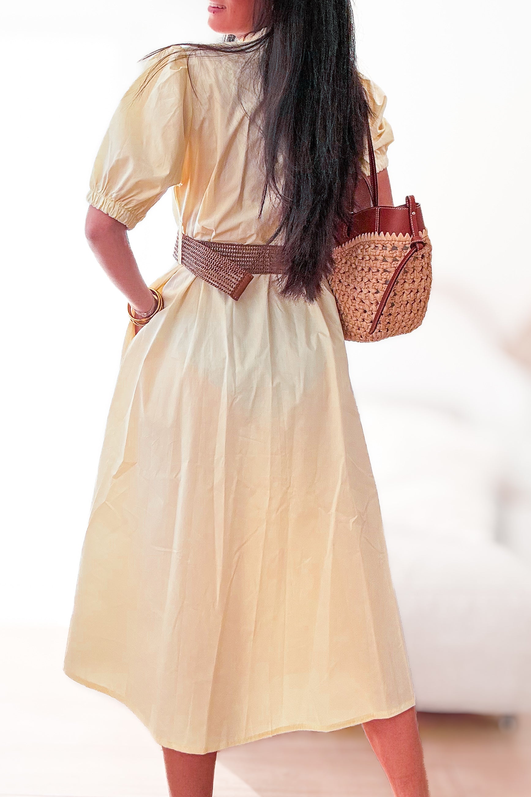 Robe midi jaune pastel