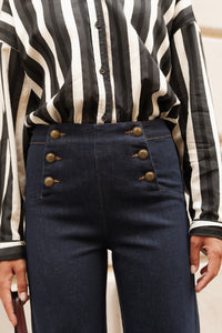 Jean wide brut taille haute boutonnée - Oraije Victo