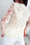 Top en dentelle brodée blanche