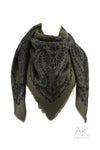 Foulard en laine à motifs cachemire kaki