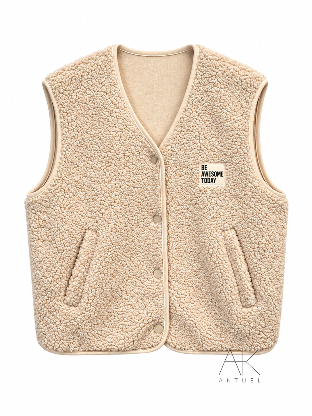 Gilet sans manche effet moutonné écru