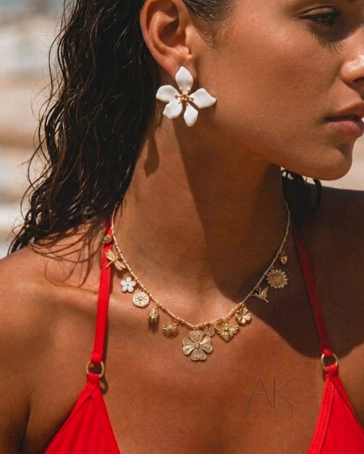 Boucles d’oreilles Fleur Éclat Blanche