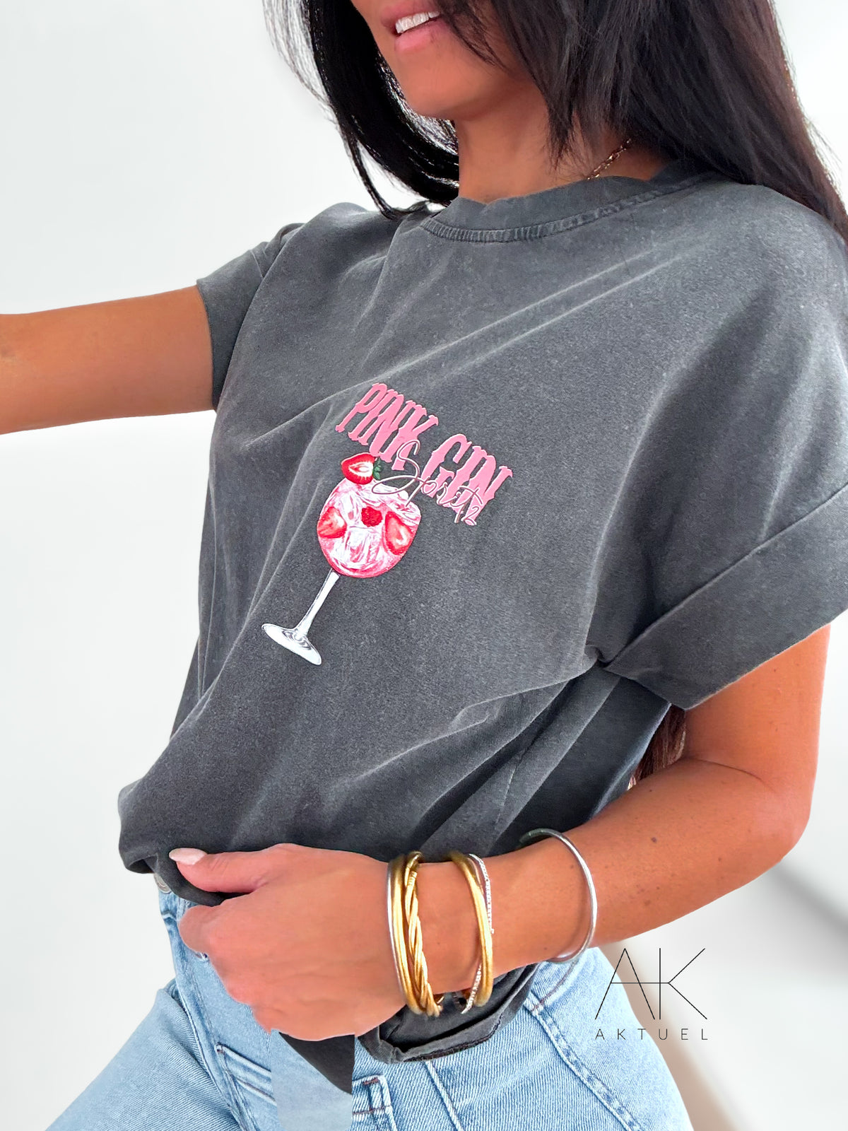 T-shirt gris “Pink Gin”