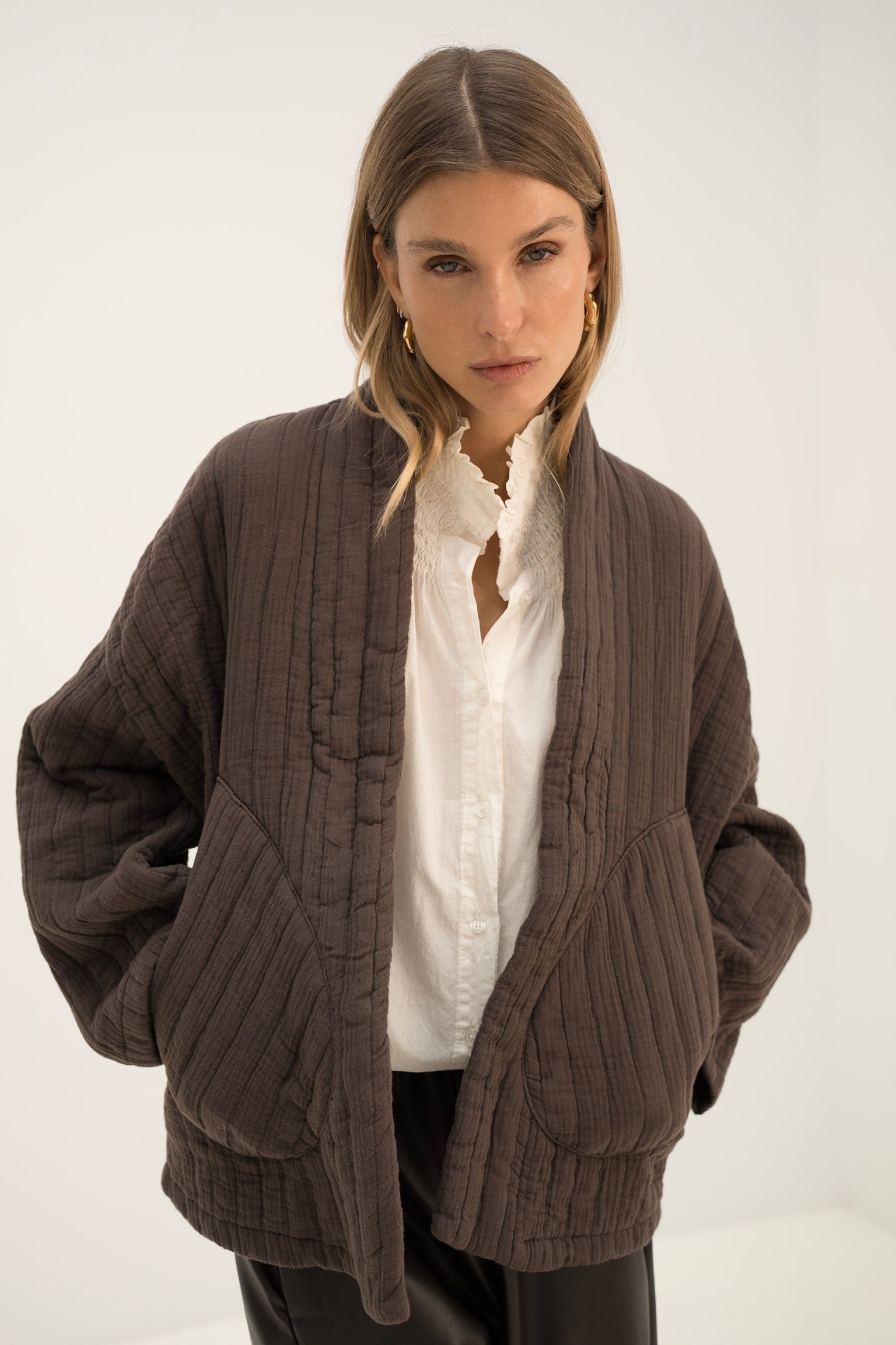 Veste matelassée oversize chocolat