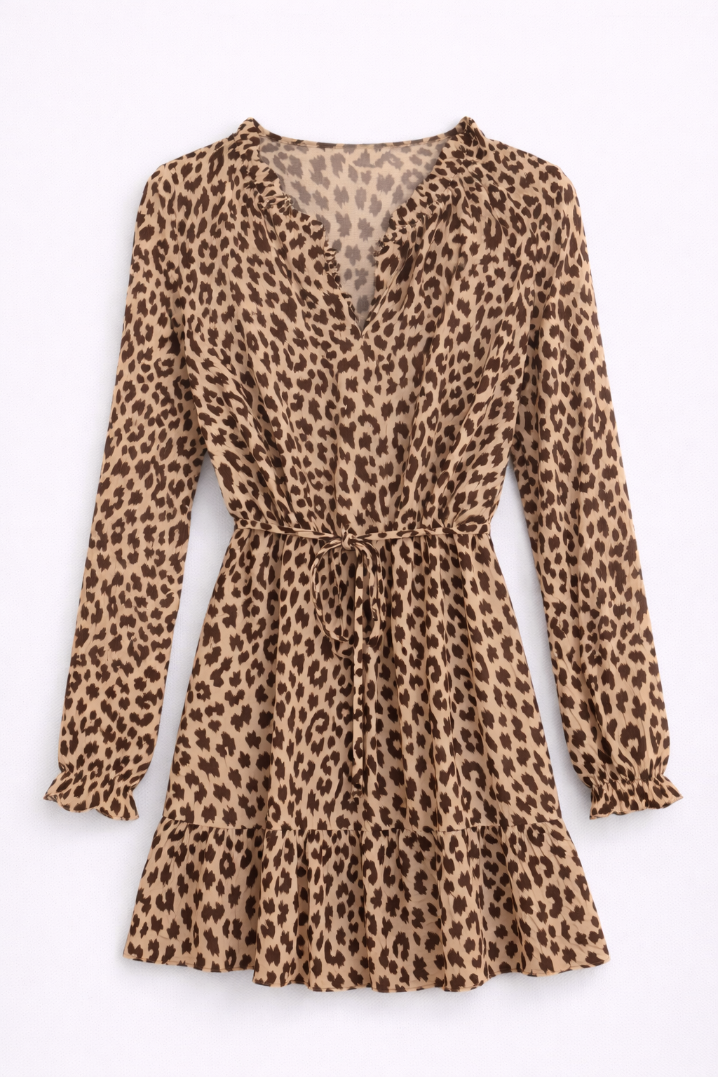 Robe courte léopard ceinturée