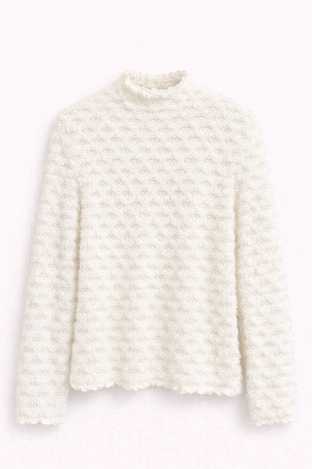 Pull col montant texturé beige