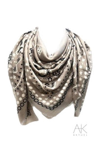 Foulard carré taupe imprimé bandana