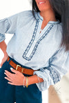 Blouse Bohème Rayée Bleu