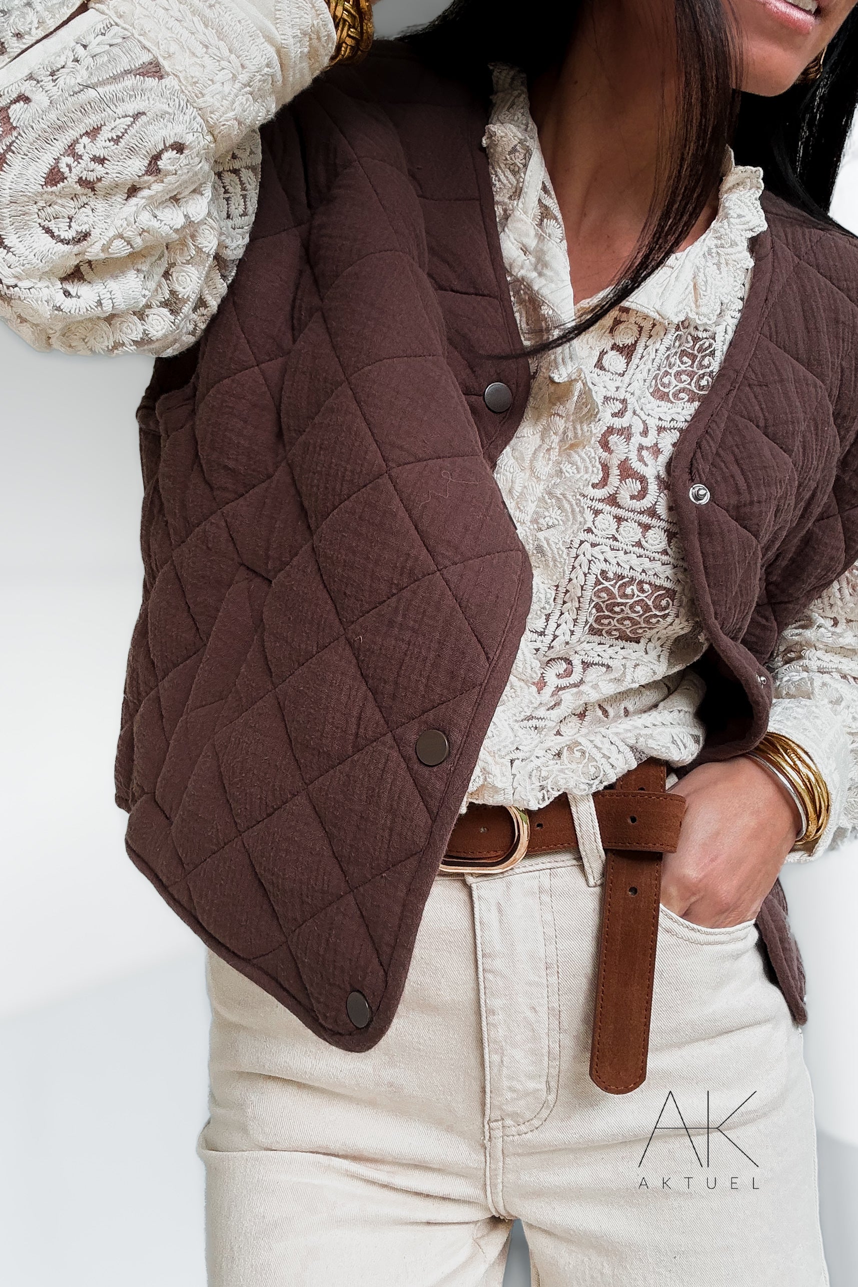 Gilet matelassé sans manches chocolat