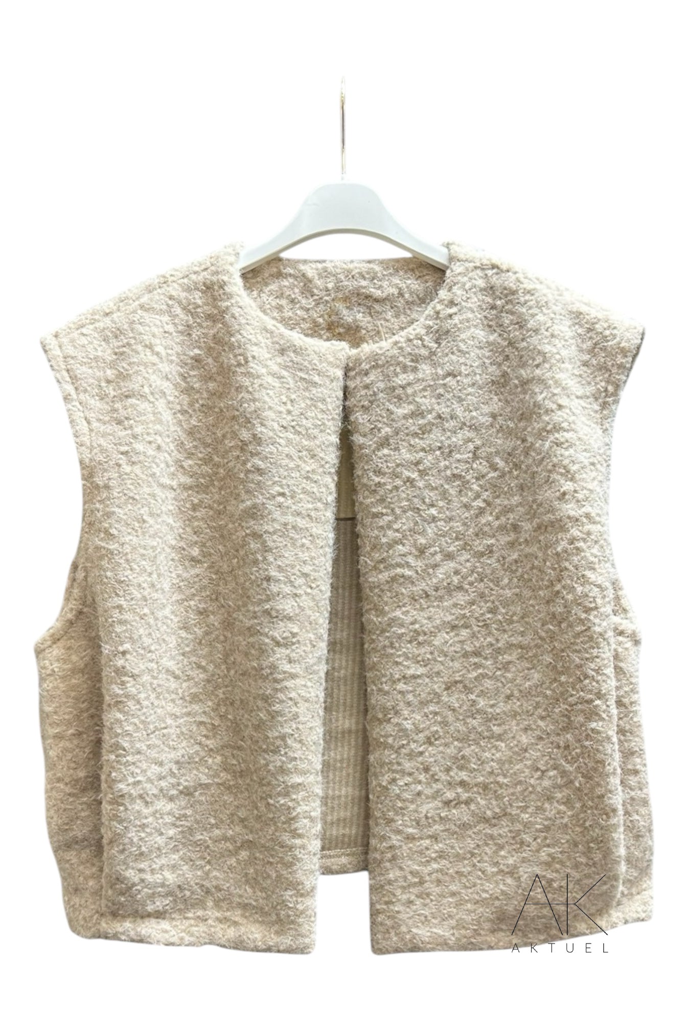 Gilet sans manches texturé beige