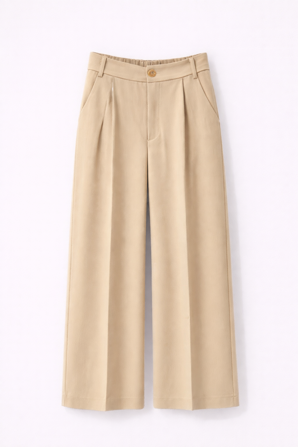 Pantalon beige coupe droite à pinces