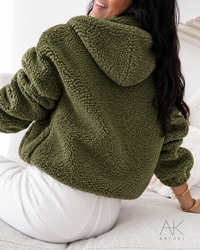 Veste Polaire moutonnée à capuche zippée kaki