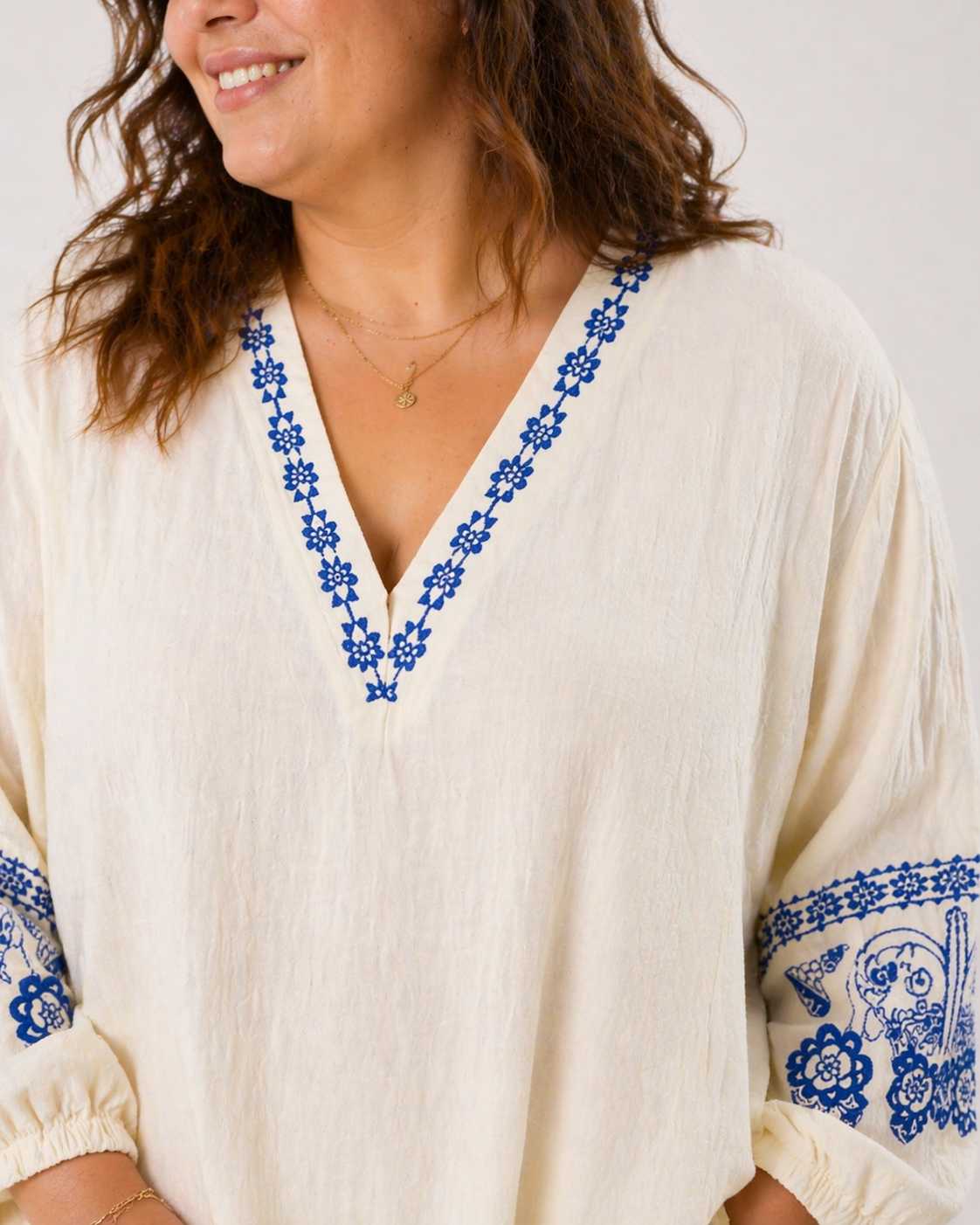 Blouse brodée bohème – grande taille