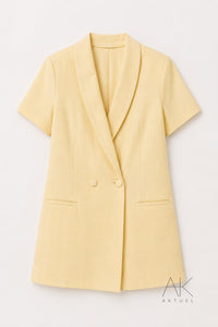 Combinaison short blazer jaune pastel
