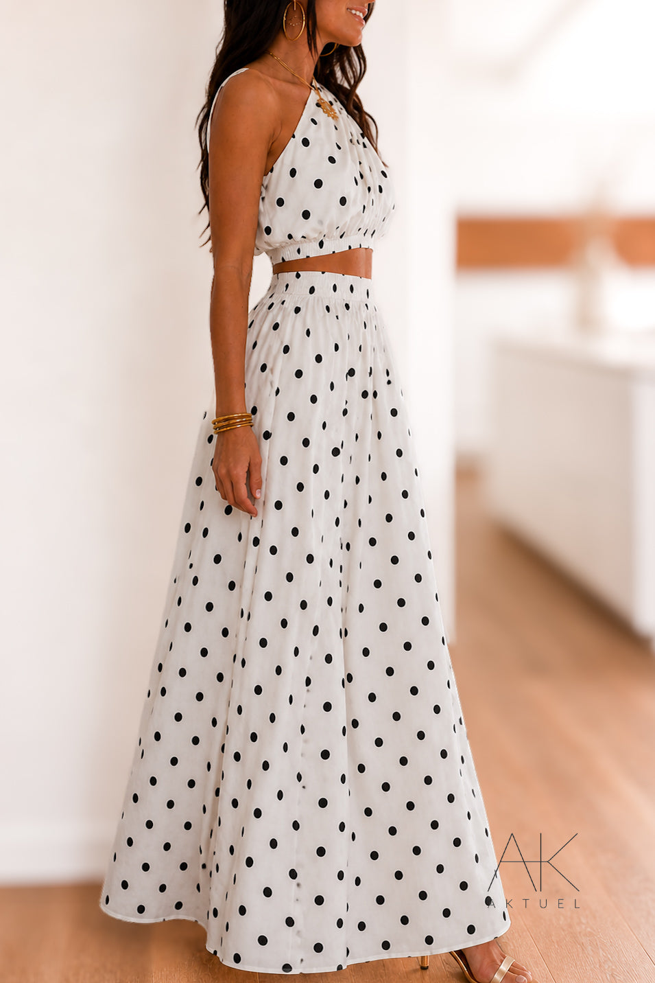 Ensemble asymétrique pois blanc et noir