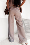 Pantalon beige fluide taille haute