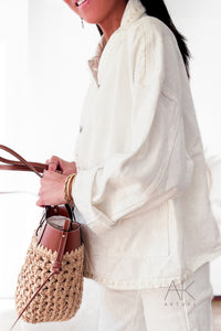 Veste courte blanche brodée