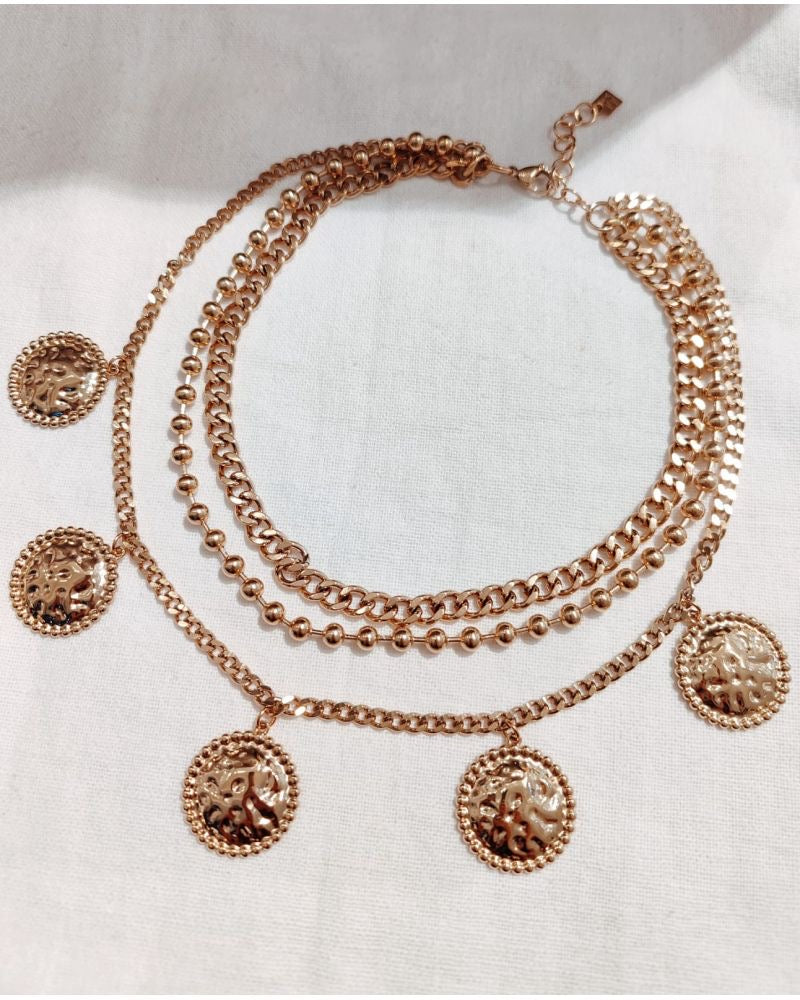 Collier multirang pampilles martelées doré