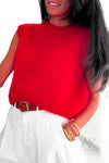 Pull sans manches Mohair Rouge