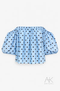 Top Off-Shoulder à Pois bleu