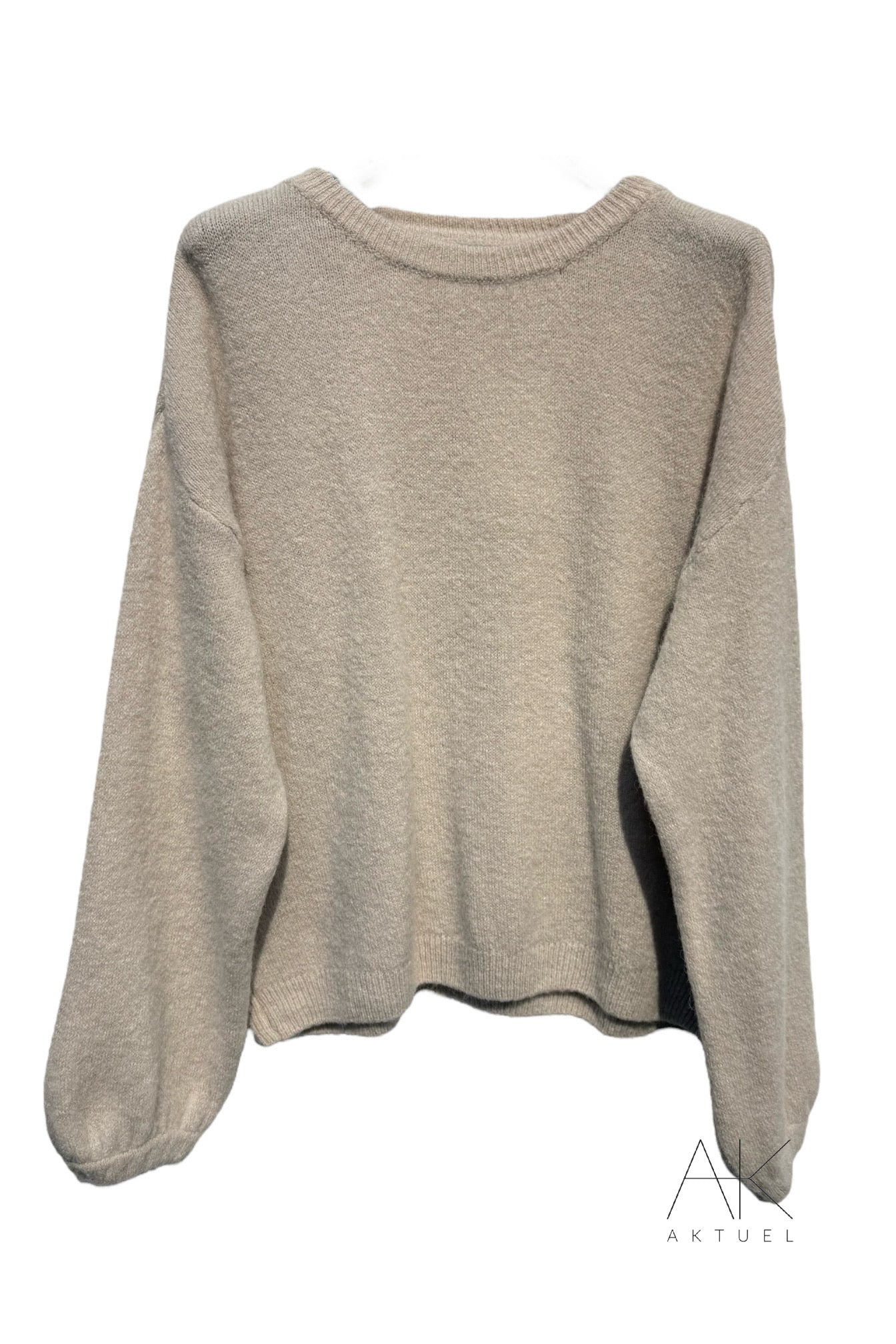 Pull en maille beige baby alpaga col rond