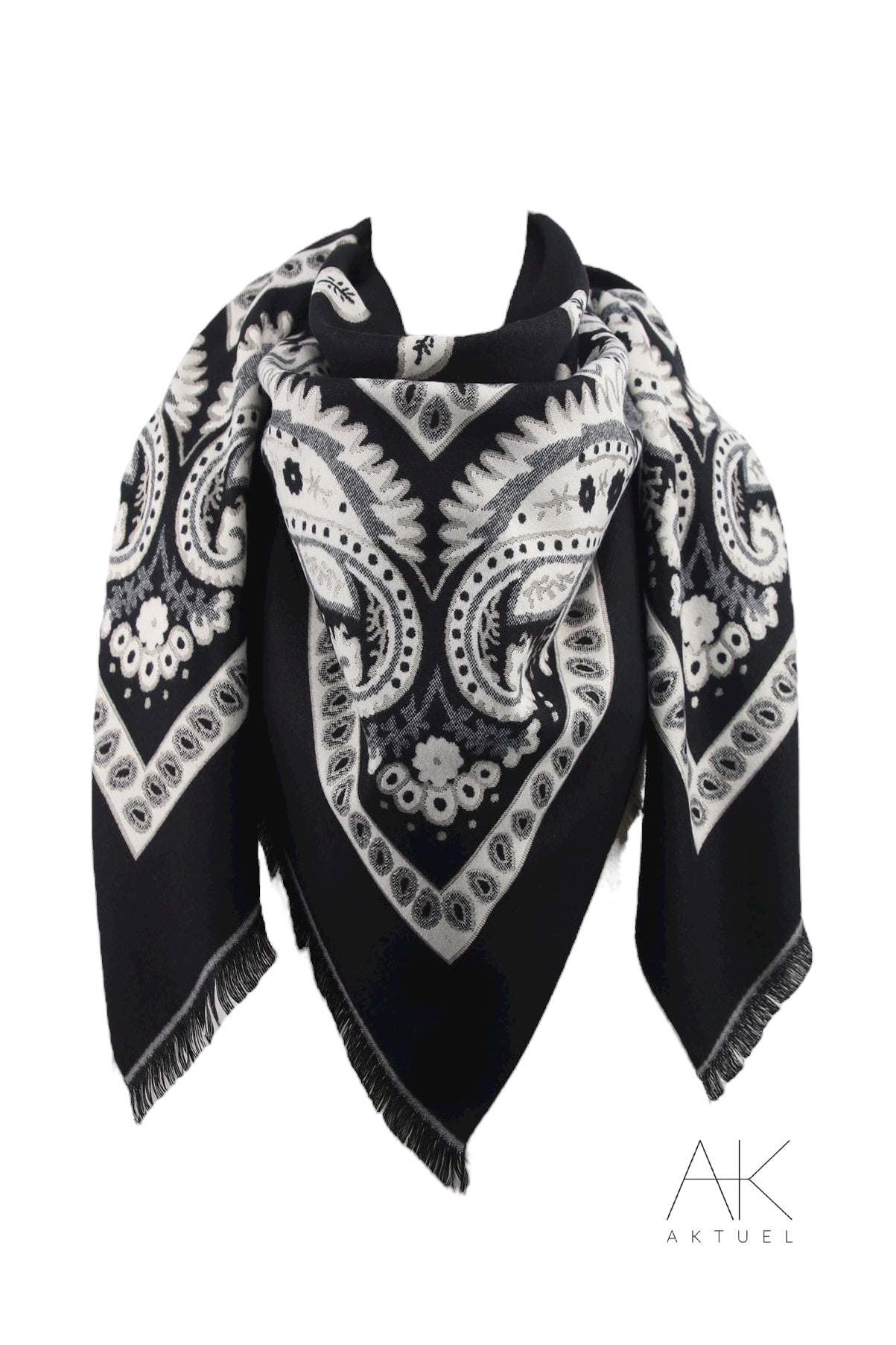 Foulard carré noir imprimé peslay