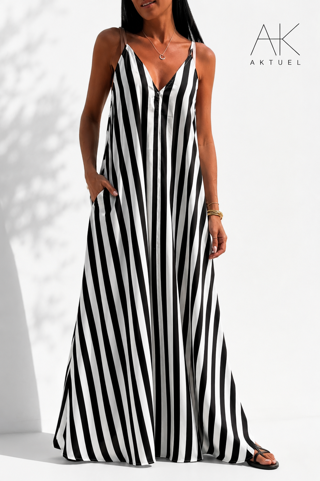 Robe rayée noir