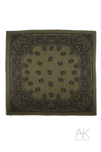 Foulard en laine à motifs cachemire kaki
