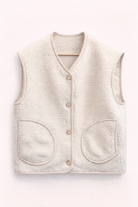 Veste réversible sans manches en velours & sherpa écru