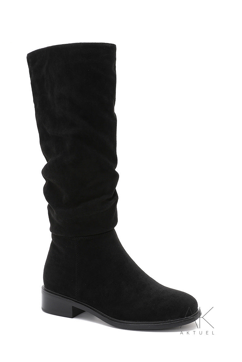 Bottes plates suédine noir