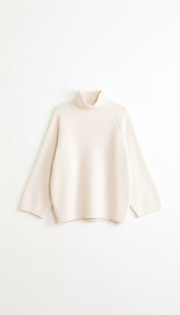 Pull à col montant beige