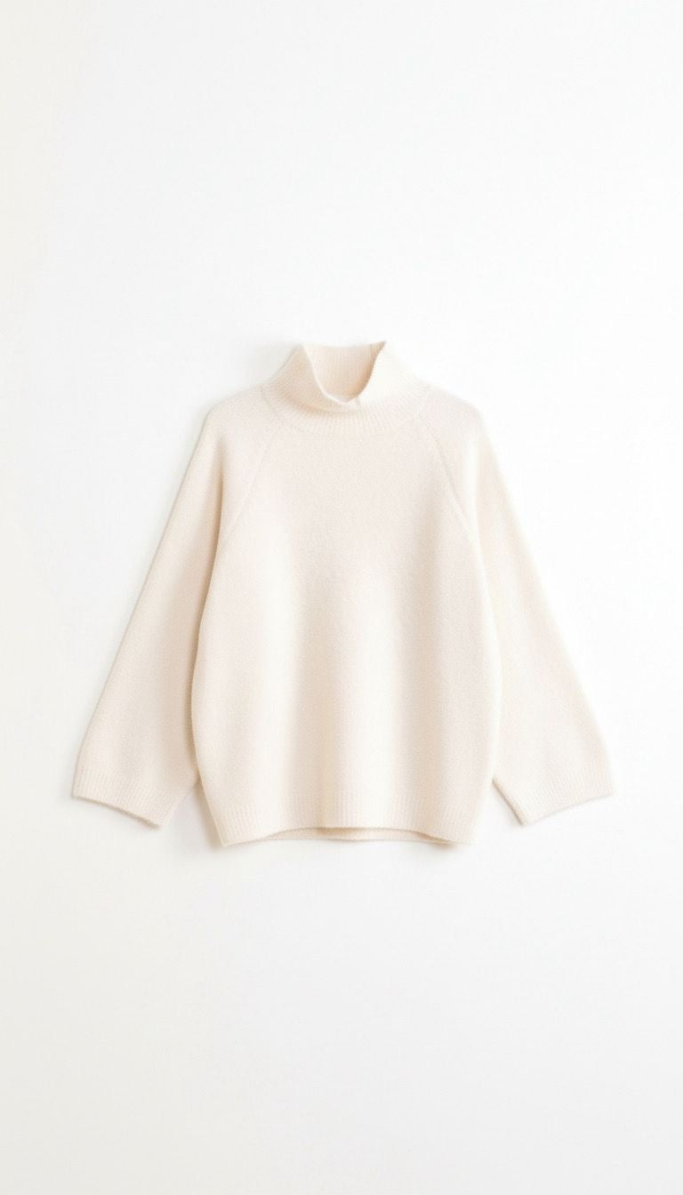 Pull à col montant beige
