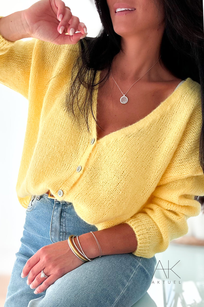 Gilet / Cardigan Mohair Jaune