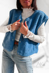 Gilet sans manches en sherpa bleu