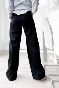 Pantalon large jogging noir ceinturé