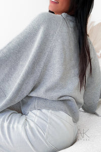 Pull manches 3/4 gris clair