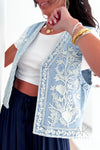 Gilet brodé en denim