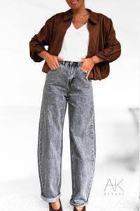 Jeans barrel gris Brune Oraije