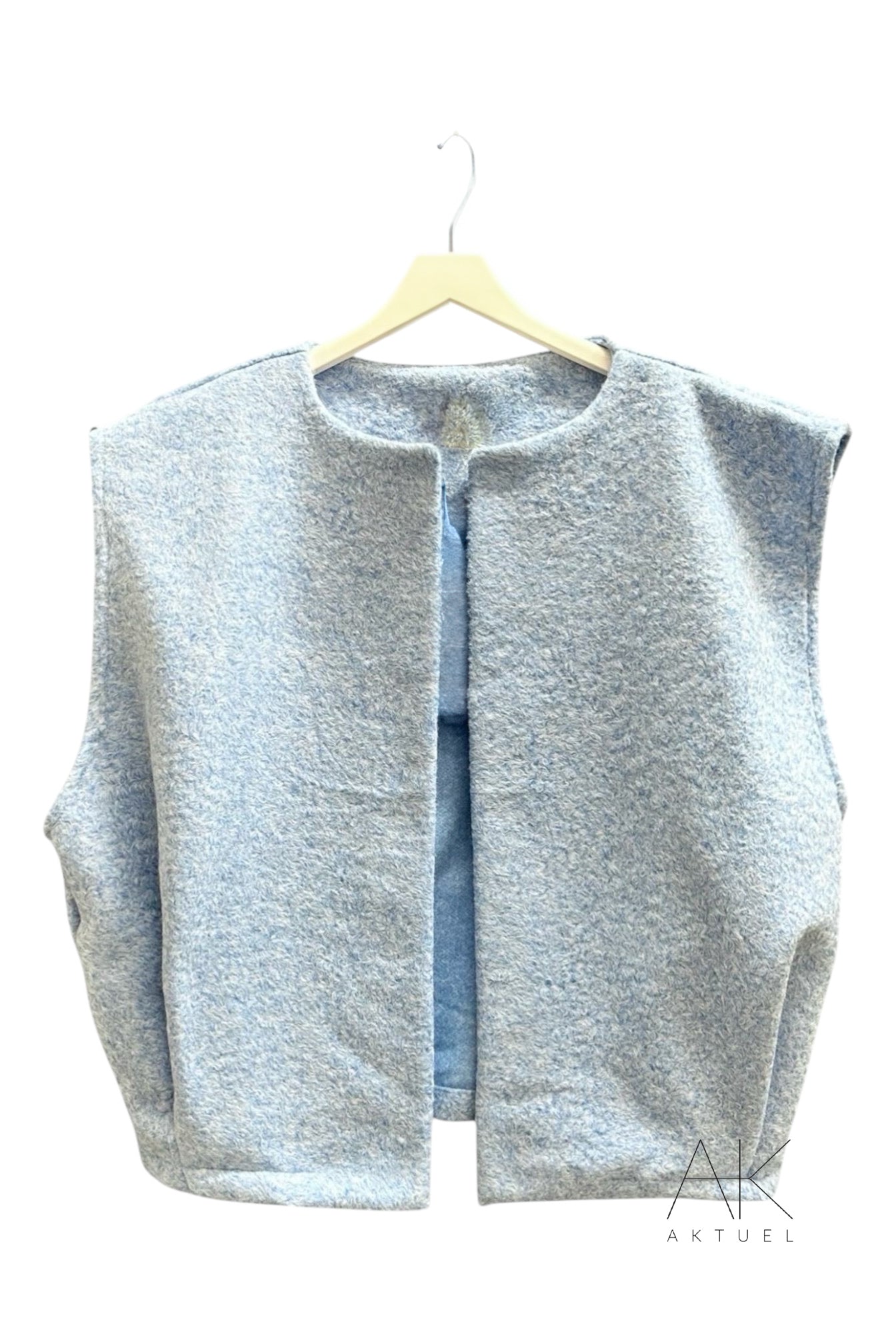 Gilet sans manches texturé bleu ciel