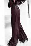 Pantalon marron fluide taille haute