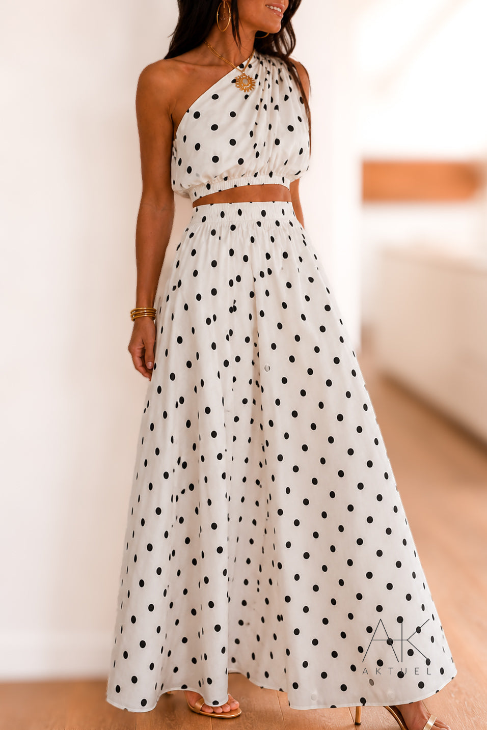 Ensemble asymétrique pois blanc et noir