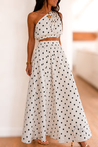 Ensemble asymétrique pois blanc et noir