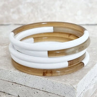 Bracelet Jonc Corne - 5 mm - Duo White