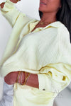 Chemise manches longues ample en gaze de coton jaune