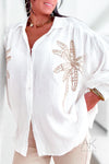 Chemise en gaze de coton palmiers dorés