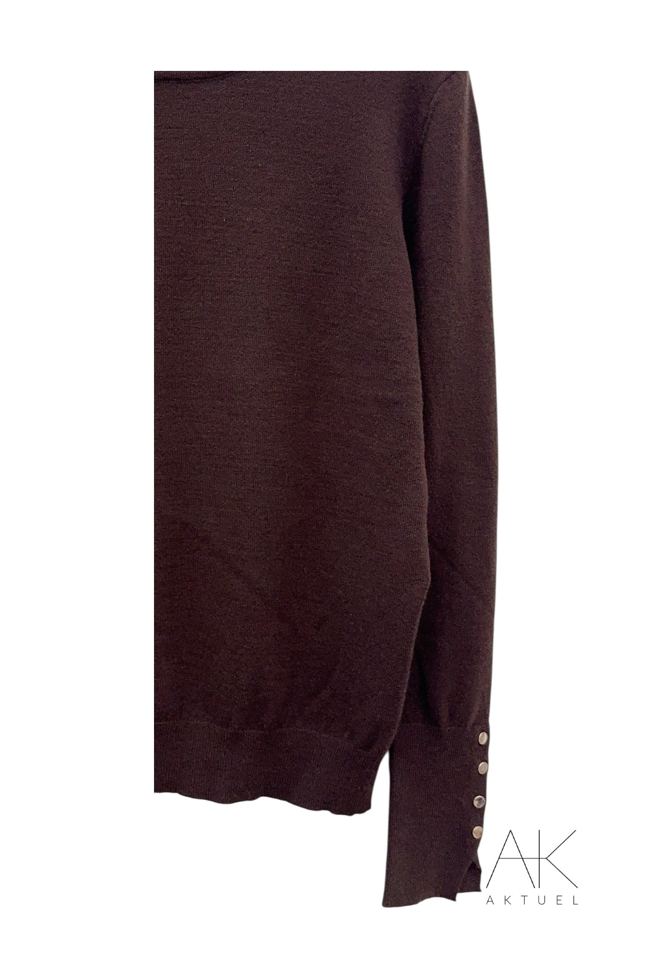 Pull fin col rond chocolat