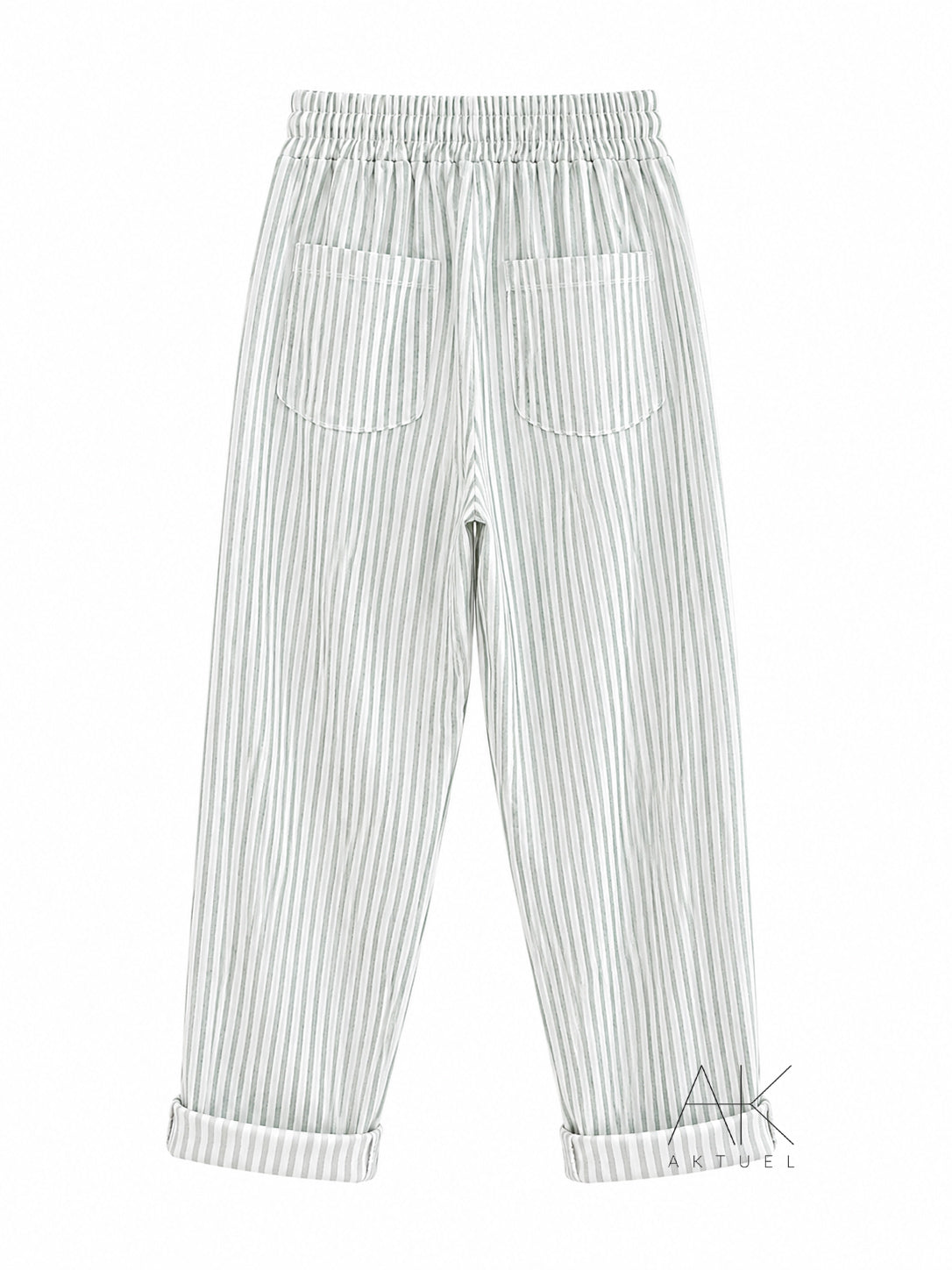 Pantalon rayé vert d’eau