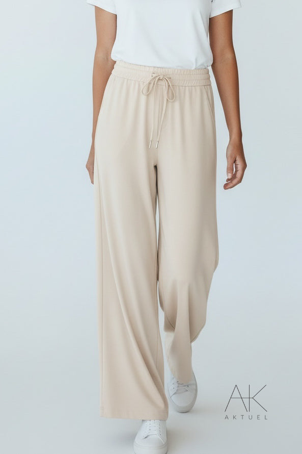 Pantalon fluide beige à nouer