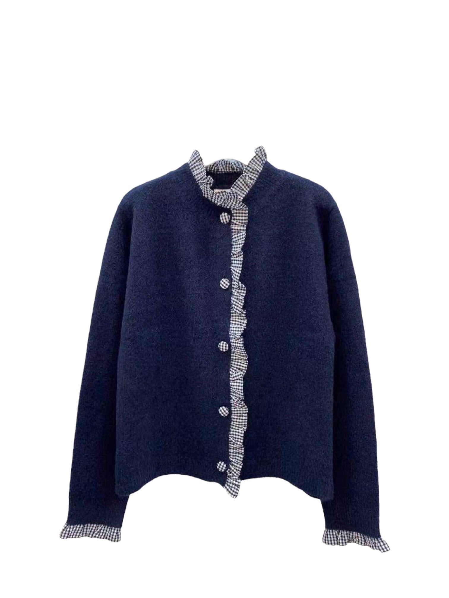 Gilet bleu marine à finition imprimé carreaux