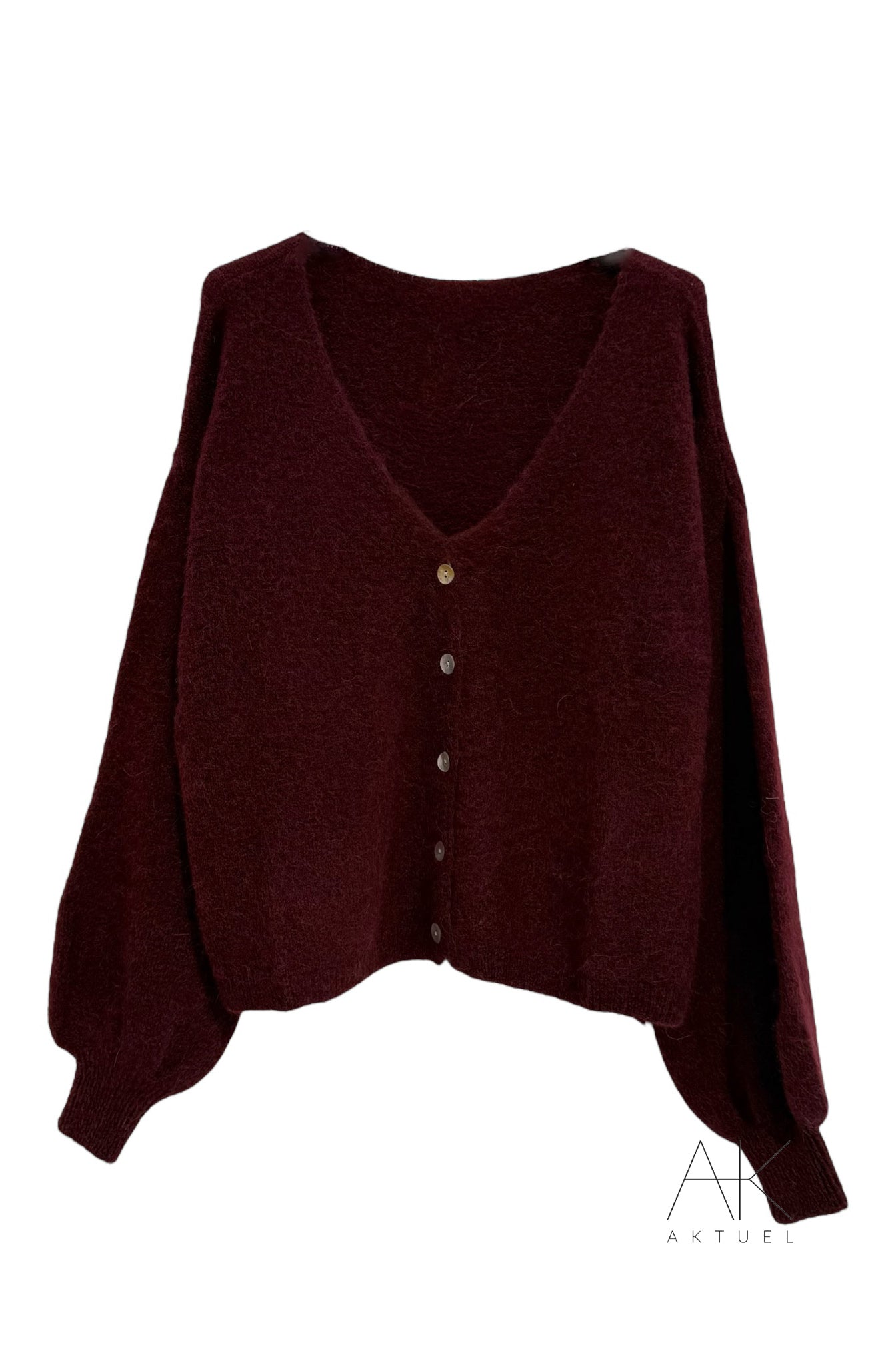 Pull gilet bordeaux en baby alpaga
